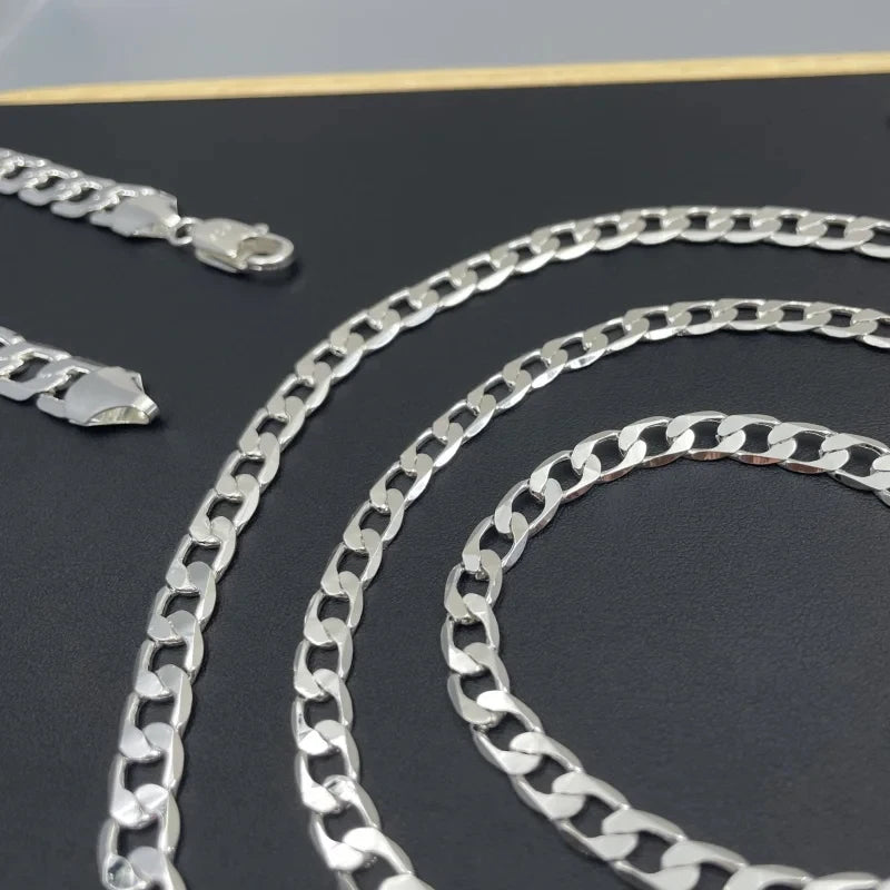 Men’s Face Chain Necklace – 925 Sterling Silver 2–12mm 40–75cm