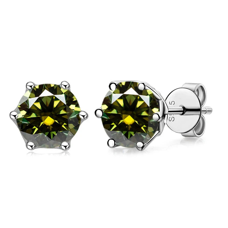 Moissanite Russian Cut Stud Earrings – 1/2/4CT VVS D Color S925 Silver Fine Jewelry