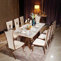 Luxury Dining Set – Stainless Steel & Genuine Leather Chairs with Marble Table