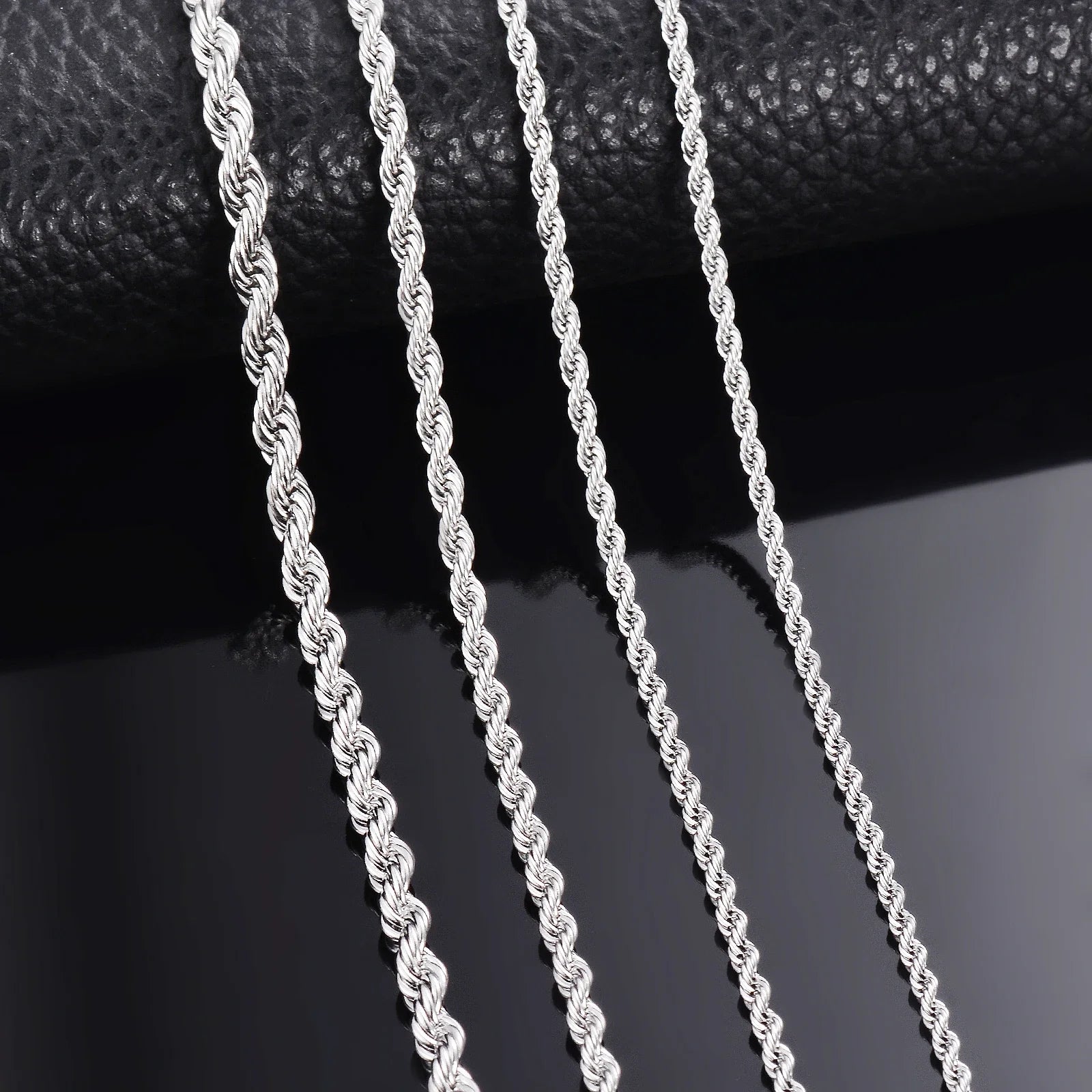 925 Sterling Silver Rope Chain Necklace & Bracelet – 2/3/4mm Unisex