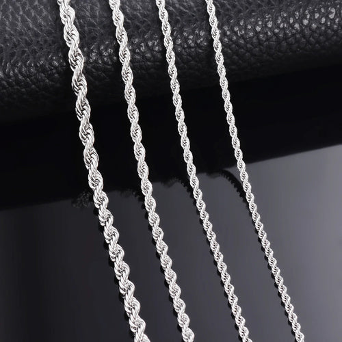 925 Sterling Silver Rope Chain Necklace & Bracelet – 2/3/4mm Unisex