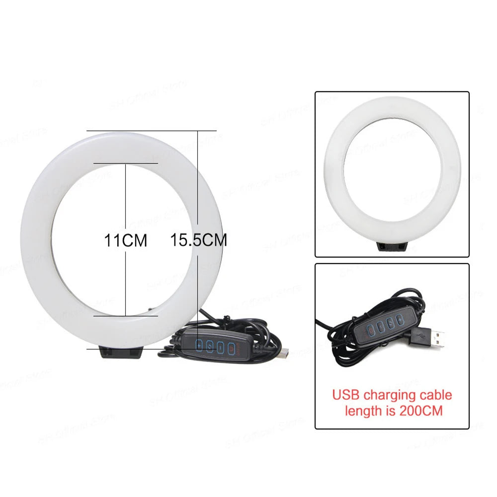 Mini LED Selfie Ring Light with Tripod Stand
