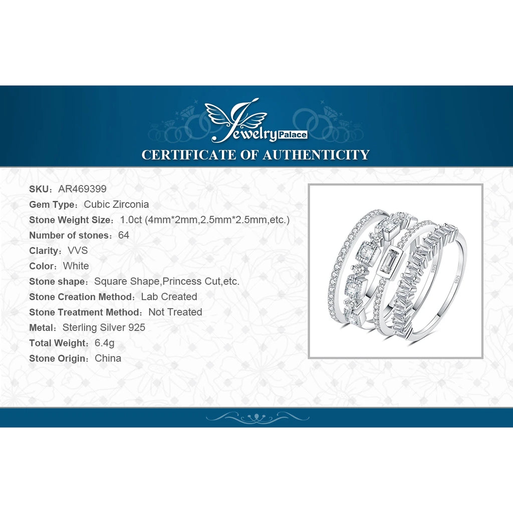 4-Piece CZ Stacking Ring Set – 925 Sterling Silver | 1CT AAAAA Cubic Zirconia | Women
