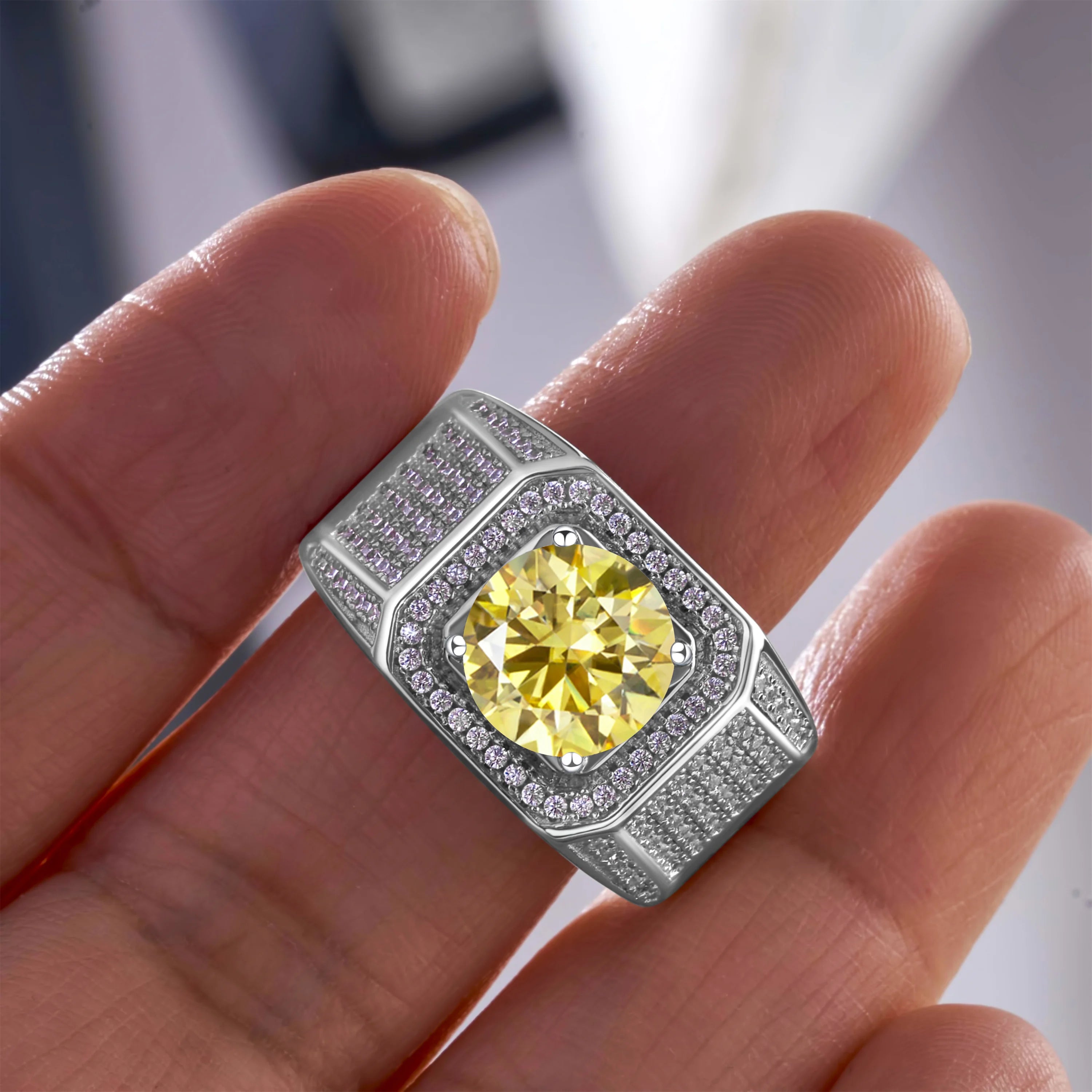 3CT Moissanite Ring | 925 Sterling Silver | Certified Wedding Band | Multi-Color