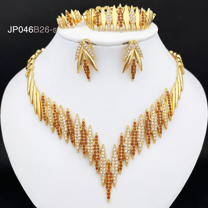 Gold 4-Piece Jewelry Set – Necklace, Earrings, Ring & Bracelet