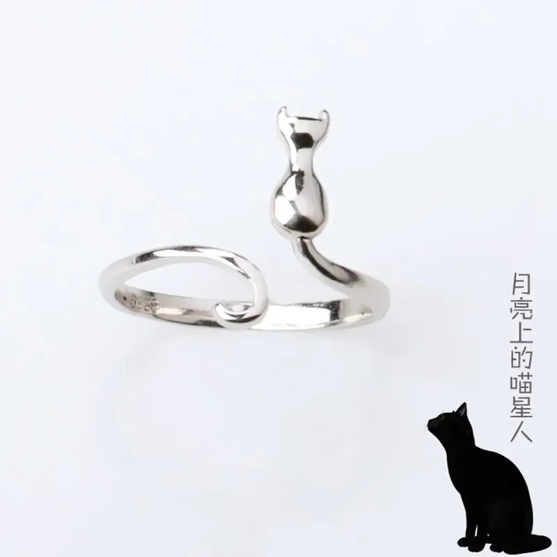 Sterling Silver Cat Ring – Luxury Designer Engagement Jewelry for Women