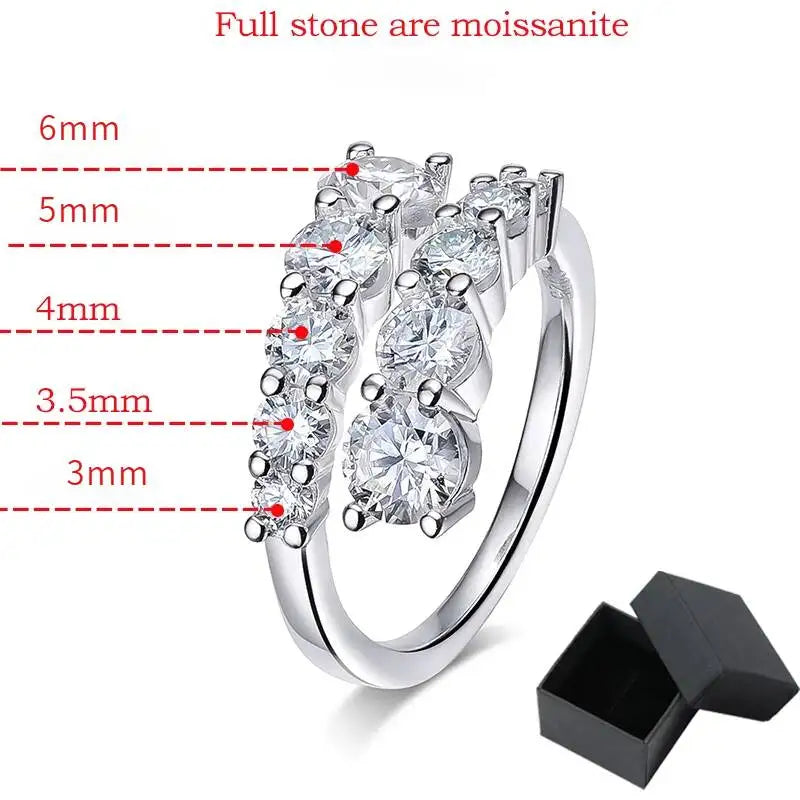 3.8CT Full Moissanite Wedding Band | 10 Gems | 925 Sterling Silver | GRA Certified