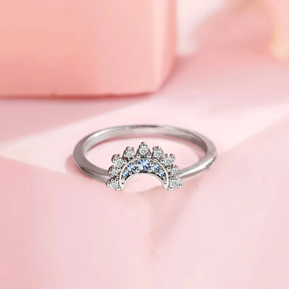 Sun & Moon Couple Ring Set – 925 Silver Sky Blue CZ Promise Rings