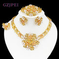 African Flower Jewelry Set – 18K Gold Plated, 4 Pieces