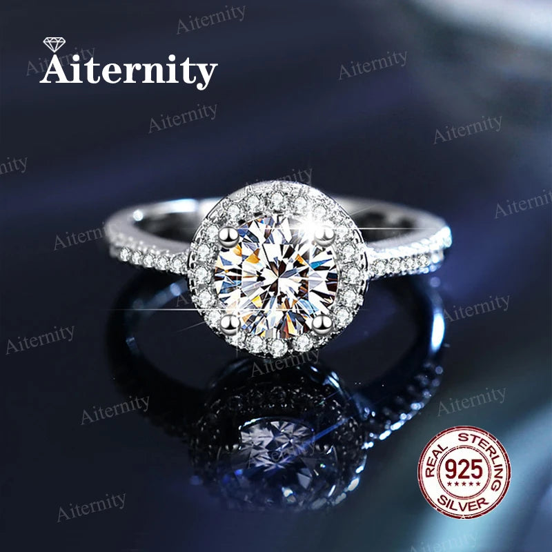 Moissanite & Zircon Ring – D VVS1 Adjustable S925 Silver Women’s Wedding Ring
