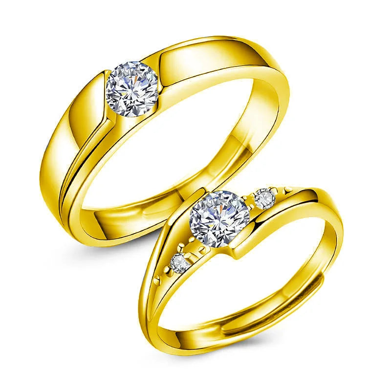 0.5CT Moissanite Couple Rings | 925 Rhodium-Plated Silver | GRA Certified | Adjustable