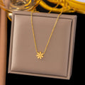 Daisy Flower Pendant Necklace – Stainless Steel Clavicle Chain for Women