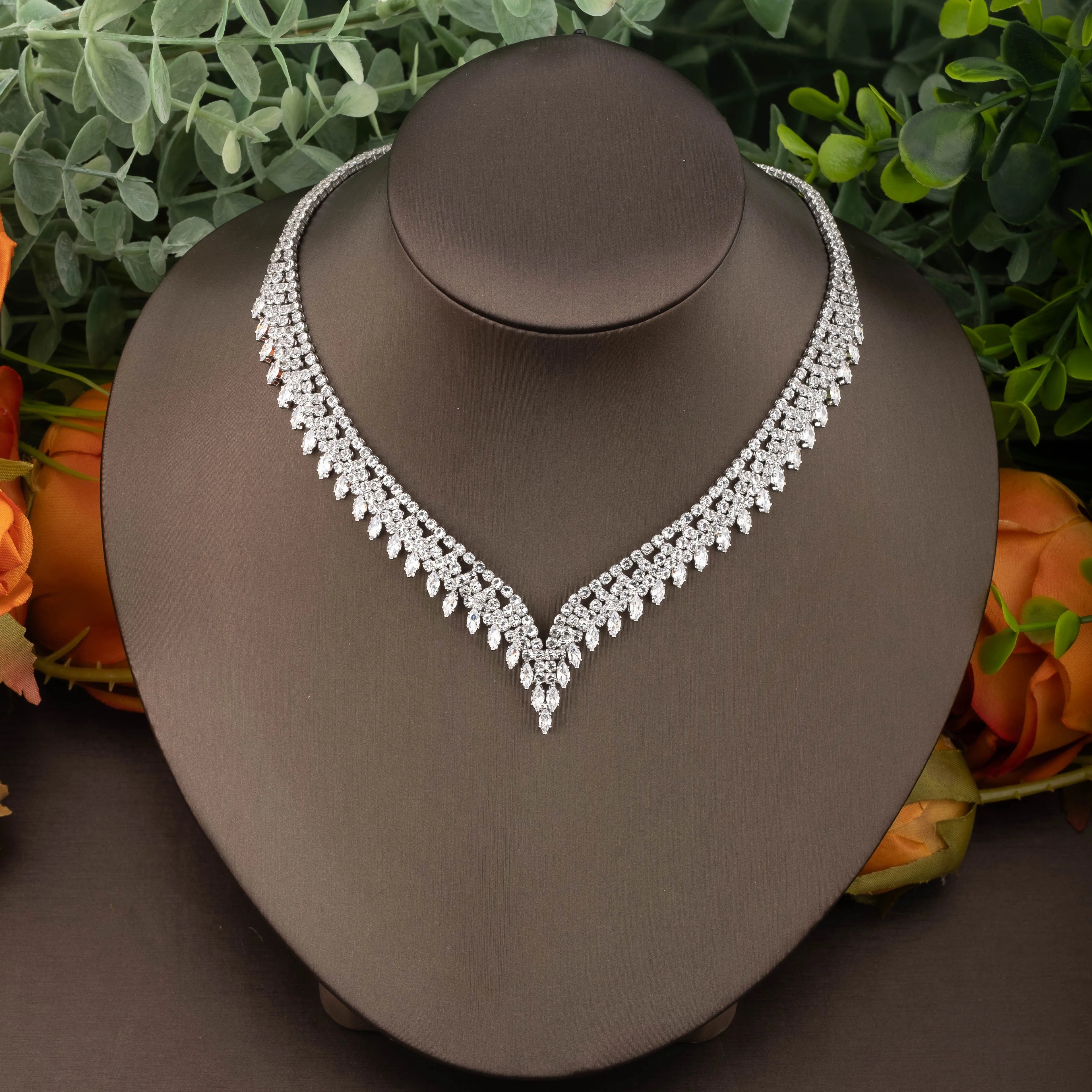 Arabic Leaf Zirconia Jewelry Set – 4 Pieces for Women