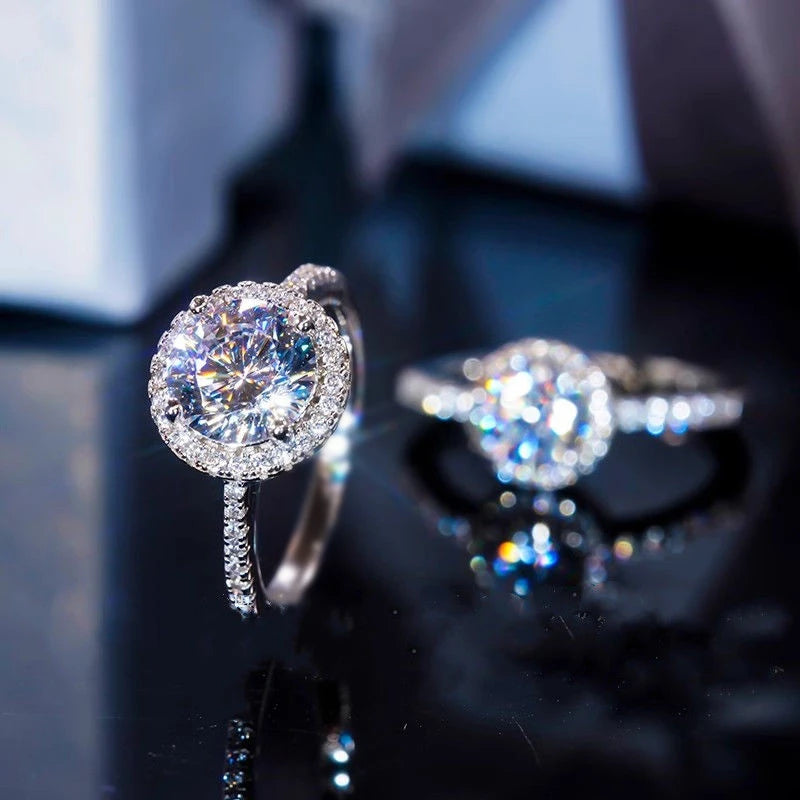 Royal Moissanite Rose Ring – Eternal Bloom in Silver
