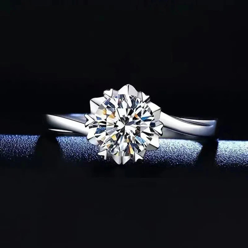 18K Gold Plated Moissanite Ring – D VVS1 Adjustable S925 Silver