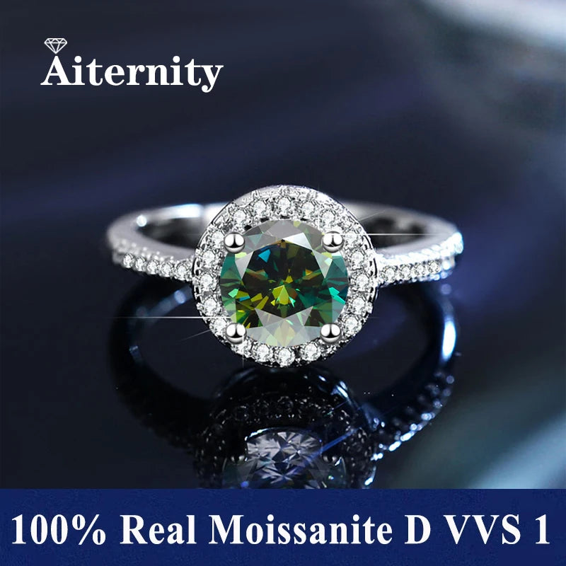 18K Gold Plated Moissanite Ring – D VVS1 Adjustable S925 Silver