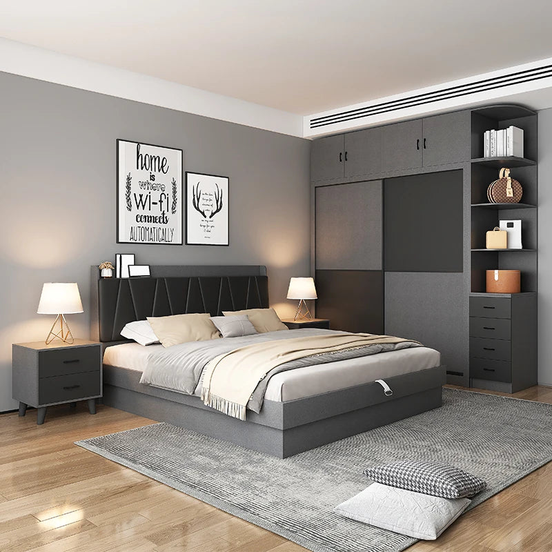 Premium Luxury Bedroom Set – King-Size Bed, Large Wardrobe & Storage | High-End European Design