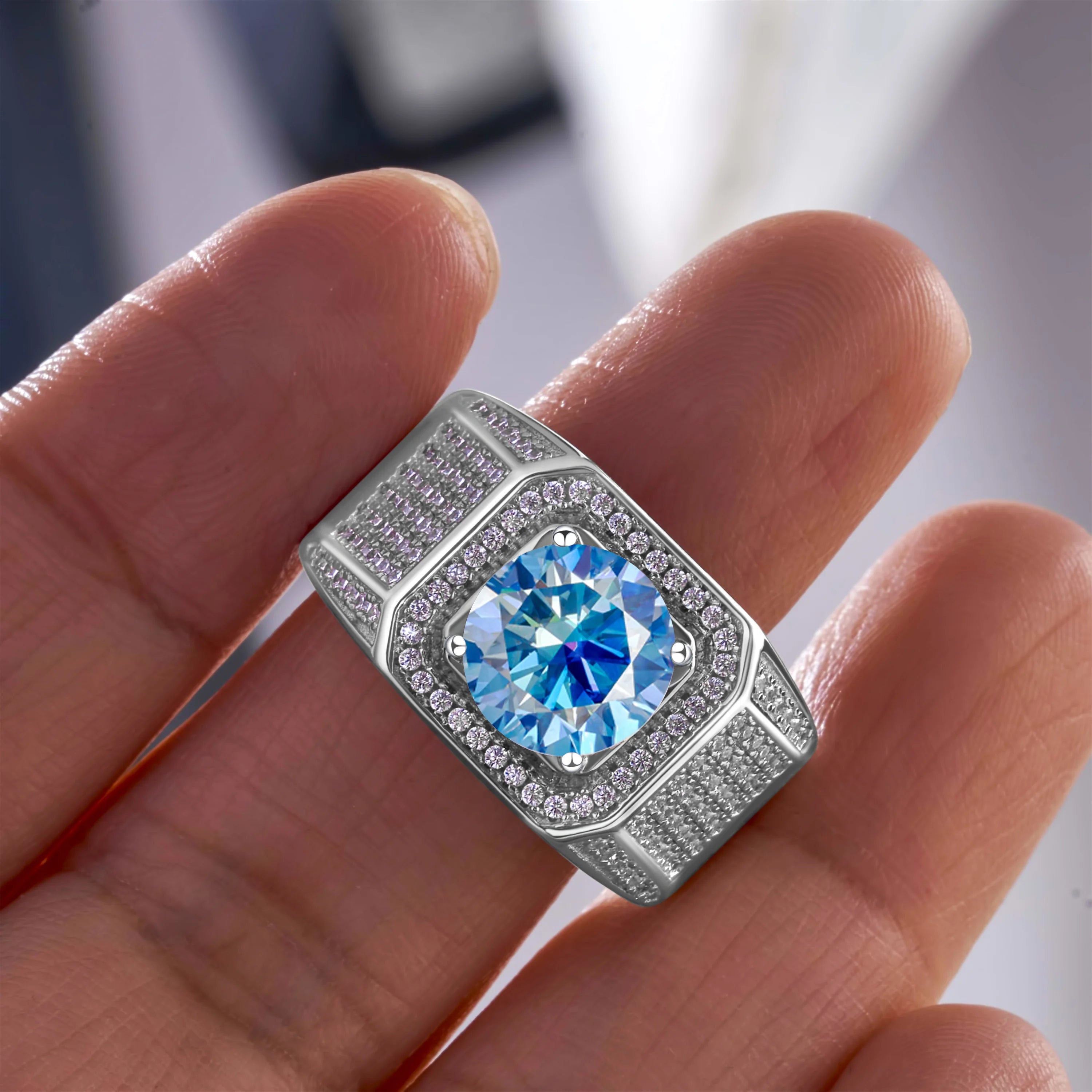3CT Moissanite Ring | 925 Sterling Silver | Certified Wedding Band | Multi-Color