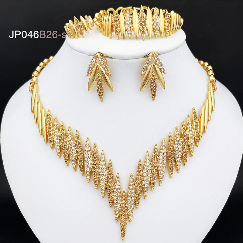 Gold 4-Piece Jewelry Set – Necklace, Earrings, Ring & Bracelet